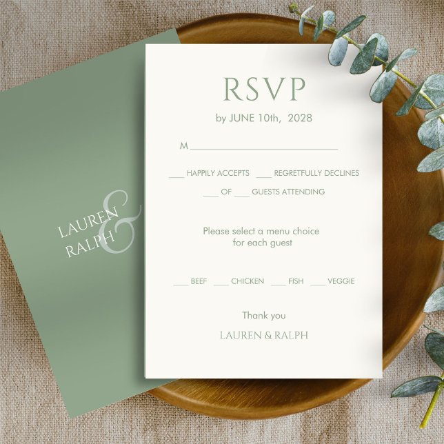 Chic Sage Green Monogramme Mariage RSVP (Créateur téléchargé)
