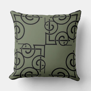 Chic Sage Green Nom Filigree Noir Jeu Oreiller