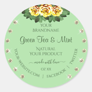 Chic Sage Vert produit Étiquettes Jaune Roses Bijo