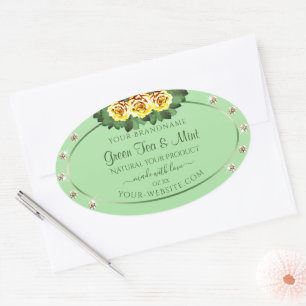 Chic Sage Vert produit Étiquettes Jaune Roses Bijo