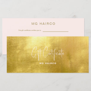 Chic Salon Gold & Blush Certificat cadeau