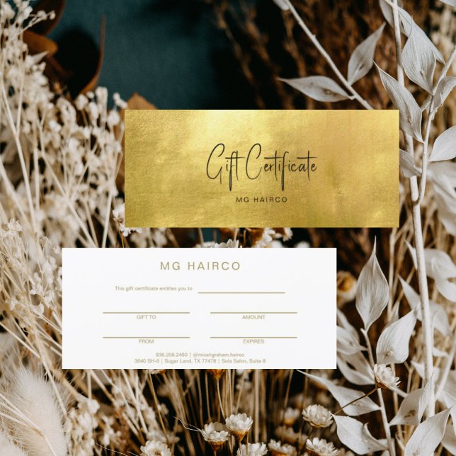 Chic Salon Gold & White Certificat cadeau (Créateur téléchargé)