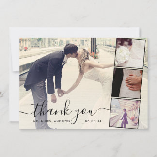 Chic Script 4 Photos Collage Mariage Merci