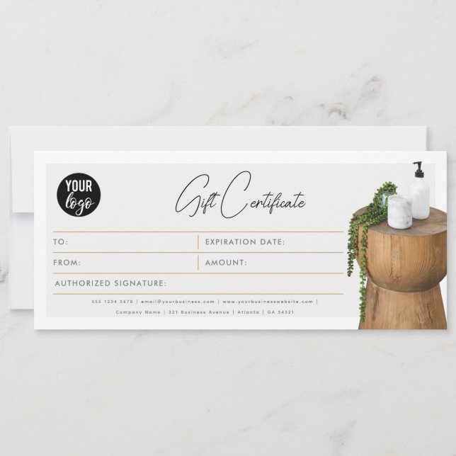 Chic Script Business Logo Certificat cadeau bon (Devant)