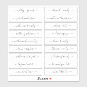 Chic Script Calligraphie Guest Names Étiquette 18x