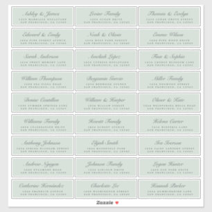Chic Script Green Mariage Étiquette de adresse inv