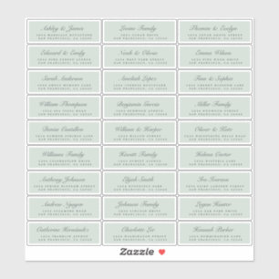 Chic Script Green Mariage Étiquette de adresse inv