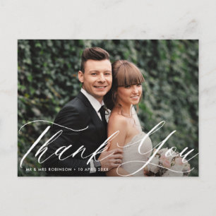 chic script merci typographie carte mariage
