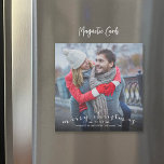 Chic Script Overlay Magnetic Christmas Photo Card<br><div class="desc">Affordable custom printed magnetic photo cards with simple templates for customization. This stylish design features a simple photo overlay design with "Merry Christmas" in a modern calligraphy script font. Personalize it with your photos, name, the year or other custom text. Use the design tools to edit the text fonts and...</div>