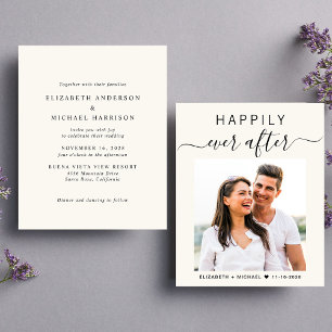 Chic Script Photo Cream Budget Faire-part de maria