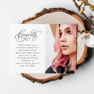 Chic Script Photo Graduation Invitation magnétique
