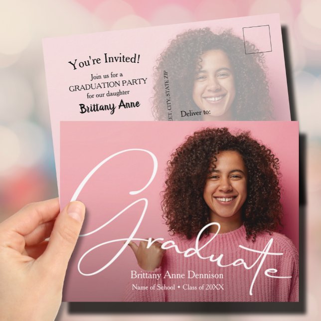 Chic Script Photo Graduation Party Invitation (Créateur téléchargé)