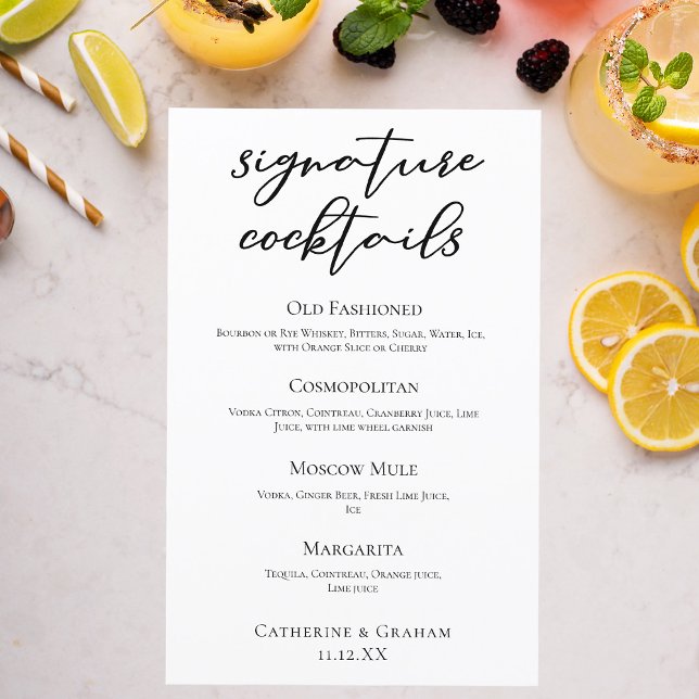 Chic Signature Mariage Cocktails Bar Menu (Créateur téléchargé)