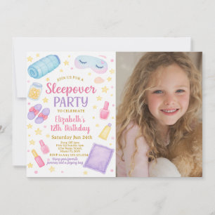 Chic Sleepover Anniversaire Invitation avec photo