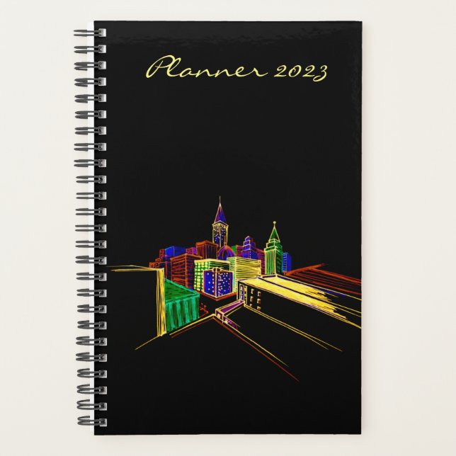 Chic Stylish Planner Vibrant Ville brillante (Devant)