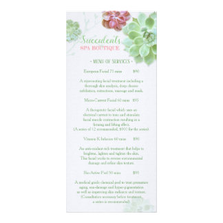 Chic Succulents Massage Spa Tarifs Menu 1