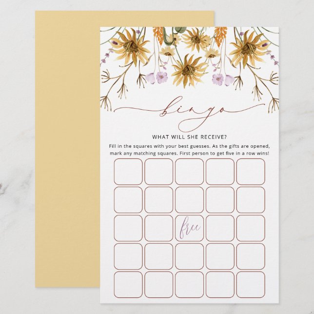 Chic Sunflower Floral Bride carte de jeu (Devant / Derrière)