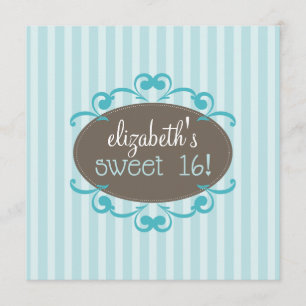 Chic Sweet 16 Anniversaire Invitation (aqua)