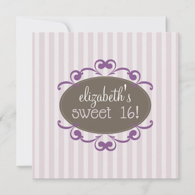 Chic Sweet 16 Anniversaire Invitation (lavande) (Devant)