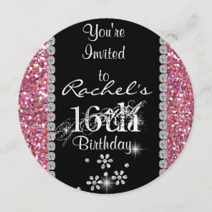 CHIC SWEET 16 Anniversaire Invitation ROUND