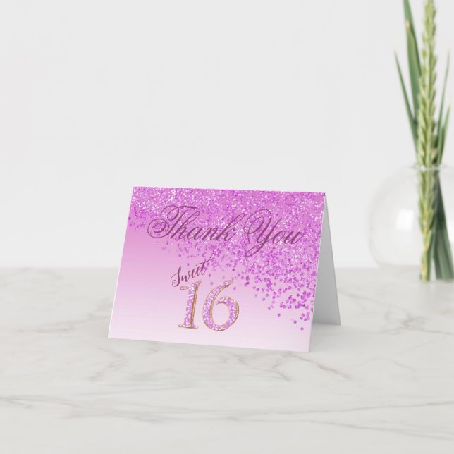 Chic Sweet 16 Rose Paillettes Merci (Devant)