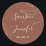 Chic Terracotta avec Sticker Mariage feuille<br><div class="desc">Chic Terracotta avec Sticker Mariage feuille. Personnalisez-le avec la date et le nom de la mariée et du marié.</div>