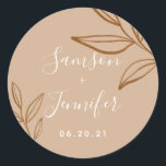 Chic Terracotta avec Sticker Mariage feuille<br><div class="desc">Chic Terracotta avec Sticker Mariage feuille. Personnalisez-le avec la date et le nom de la mariée et du marié.</div>