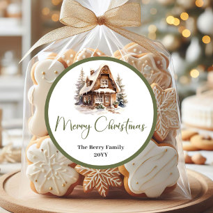 Chic Terre Tonique Noël Rond Autocollant Personnal