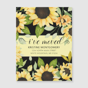 Chic Tournesol Aquarelle Florale Noir J'ai déménag