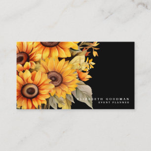Chic tournesol jaune Cartes de visite noirs