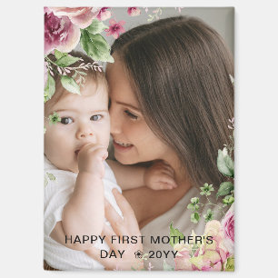 Chic Tropical Boho Floral Fête des Mères Magnet ca