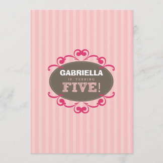 Chic Turning 5 Anniversaire Invitation (rose)