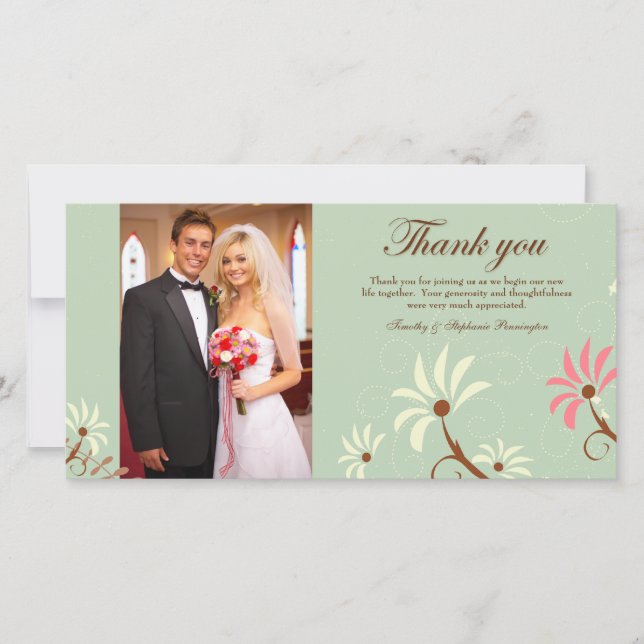 Chic turquoise doux + crème mariage floral merci (Devant)