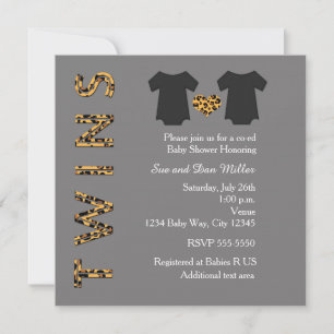 CHIC TWINS Cheetah Baby shower Party Invitation