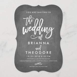 Chic Typographie Chalkboard Faire-part de mariage