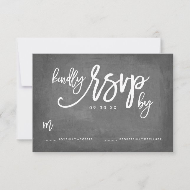 Chic Typographie Chalkboard Mariage RSVP (Devant)