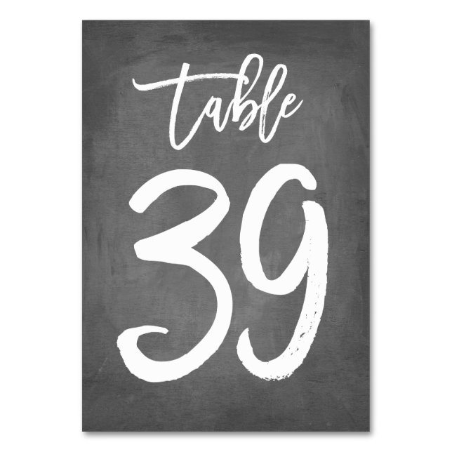 Chic Typographie Chalkboard Numéro de table | Tabl (Dos)