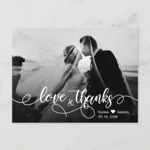 Chic Typographie Mariage Merci photo carte postale