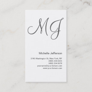 Chic Unique Monogramme Blanc Gris Carte de visite