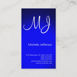 Chic Unique Monogramme Carte de visite bleu et bla
