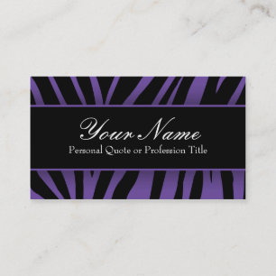 Chic violet et noir zèbre rayures Carte de visite