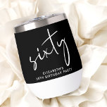 Chic White Script Black 60th Birthday Party<br><div class="desc">Chic cave à vin noir pour votre 60ème anniversaire avec "soixante" présenté dans un grand script blanc et votre nom en simple lettrage blanc.</div>