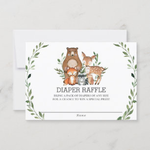 Chic Woodland Animals Green Diaper Carte Raffle