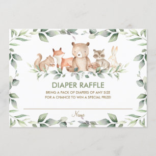 Chic Woodland Animals Green Diaper Carte Raffle