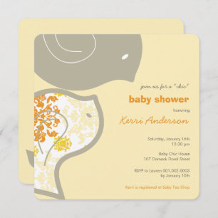 Chic Yellow Damask Chicks Baby shower Invitation d