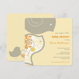 Chic Yellow Damask Chicks Baby shower Invitation d