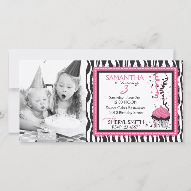 Chic Zebra Imprimer Anniversaire Invitation PC (Devant)
