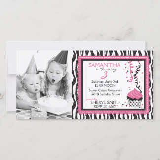 Chic Zebra Imprimer Anniversaire Invitation PC