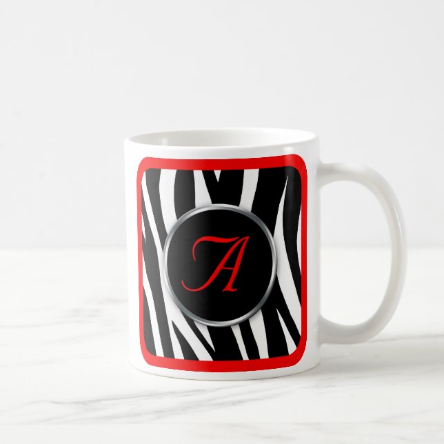 Chic Zebra Print Red Monogram mug (Droite)