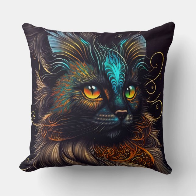 Chica - Magnifique Coussin Jeté Chat Écaillé (Recto)
